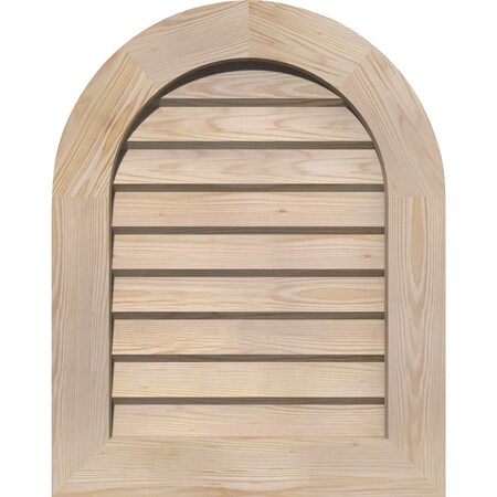Ekena Millwork Round Top Gable Vent Non-Functional, Pine Gable Vent w/ Decorative Face Frame, 36"W x 30"H GVWRT36X3002SDUPI